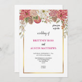 最も美しいピンクの結婚式招待状 招待状 (正面/裏面)