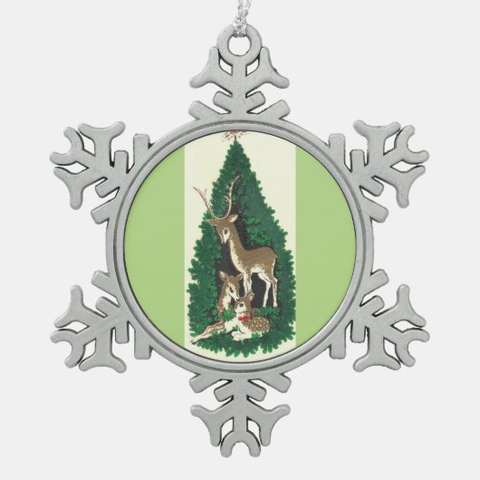 最も美しいヴィンテージクリスマスディアトインデア スノーフレークピューターオーナメント (正面)