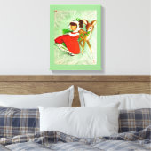 最も美しいヴィンテージクリスマスディアー&ガール キャンバスプリント (インサイチュ (寝室))