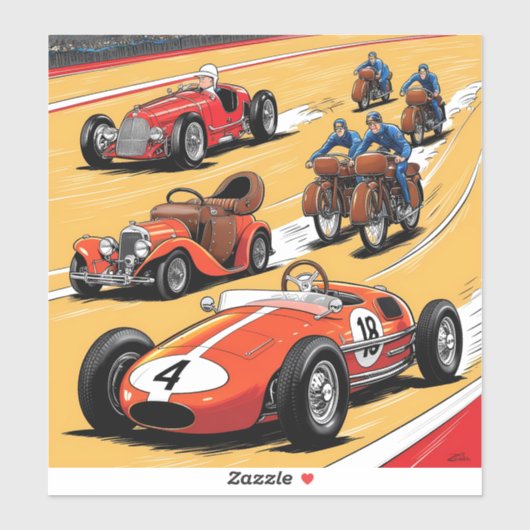 最も美しい古いレーシングカー シール (シート)