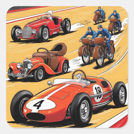 最も美しい古いレーシングカー スクエアシール (正面)