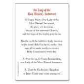 最も聖餐式の私たちの賛美女の祈りの言葉カード テーブルナンバー (裏面)