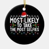 最も自撮りのクリスマスホールを取る可能性が高い セラミックオーナメント (正面)