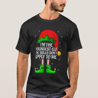 最も若いエルフのクリスマスマッチングファミリーエルフゲーム Tシャツ