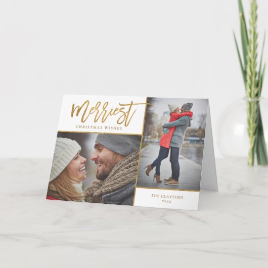 最も華やかな偽の金箔の2枚の写真が折り畳まれている シーズンカード (正面)