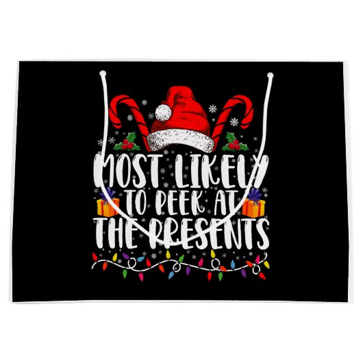 最も見る可能性が高いプレゼントファミリクリスマス ラージペーパーバッグ (正面)