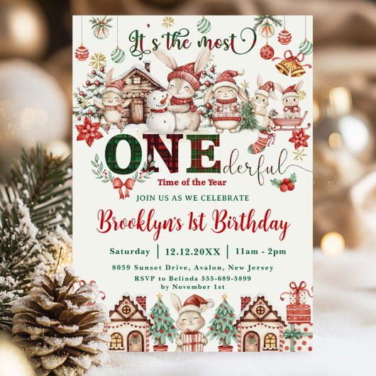 最も親しみやすいクリスマスの最初の誕生日の家具 招待状