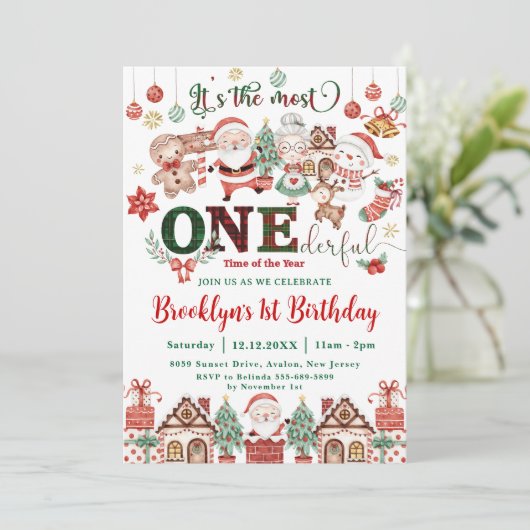 最も親しみやすいクリスマス1位の誕生日サンタ 招待状 (スタンド正面)