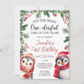 最も軽率な |かわいいクリスマス1回目の誕生日 招待状 (正面)