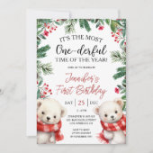 最も軽率な | Bears Christmas 1st Birthday 招待状 (正面)