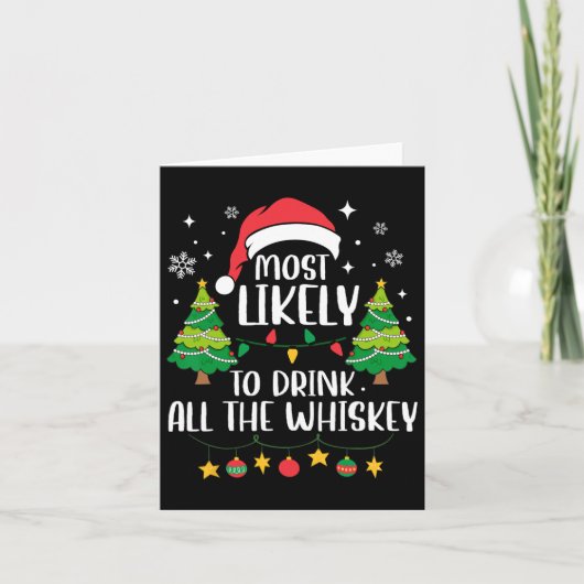 最も酒を飲み干しそうなクリスマスツリーの飾り カード (正面)