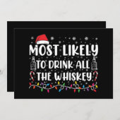 最も酒を飲み干しそうな家族のクリスマス Xmas 招待状 (正面/裏面)