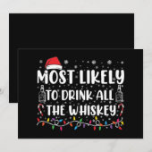 最も酒を飲み干すクリスマス家族Xmas 招待状 (正面/裏面)