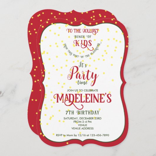 最も陽気な子供たちのグループ 面白い誕生日パーティー 招待状 (正面/裏面)