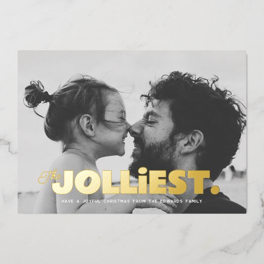 最も陽気な1枚のフォトフォイルのクリスマスカード 箔シーズンカード (正面)