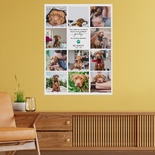 最も難しい別れ | ペットの追悼 11枚の写真のコラージュ ポスター (リビング2)