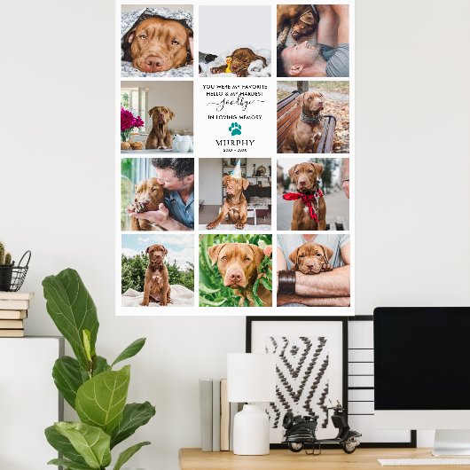 最も難しい別れ | ペットの追悼 11枚の写真のコラージュ ポスター (ホームオフィス)