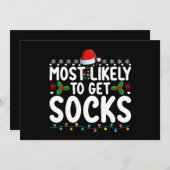 最も靴下のクリスマスファミリーホリデーを取得する可能性が高い 招待状 (正面/裏面)