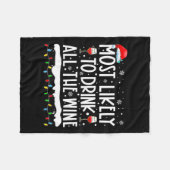 最も飲みやすいワインの家族のマッチング フリースブランケット (正面(横))