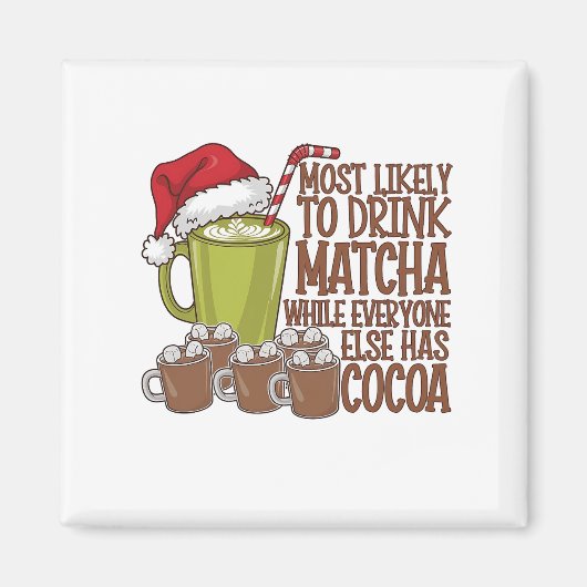 最も飲みやすい抹茶と時計の小妖精や小人クリスマス マグネット (正面)