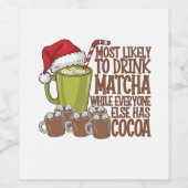 最も飲みやすい抹茶と時計の小妖精や小人クリスマス ワインラベル (シングルラベル)