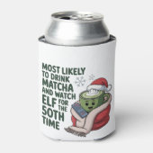 最も飲みやすい抹茶と時計の小妖精や小人クリスマス 缶クーラー (缶正面)