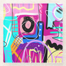 最カラフル大主義表現抽象芸術 ガラスコースター