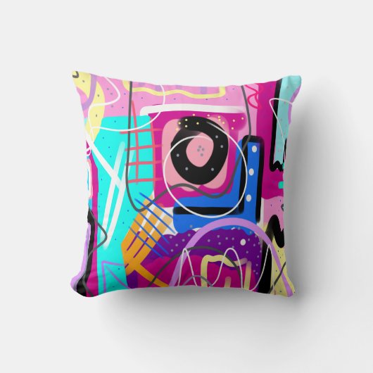 最カラフル大主義表現抽象芸術 クッション (正面)