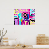 最カラフル大主義表現抽象芸術 ポスター (キッチン)