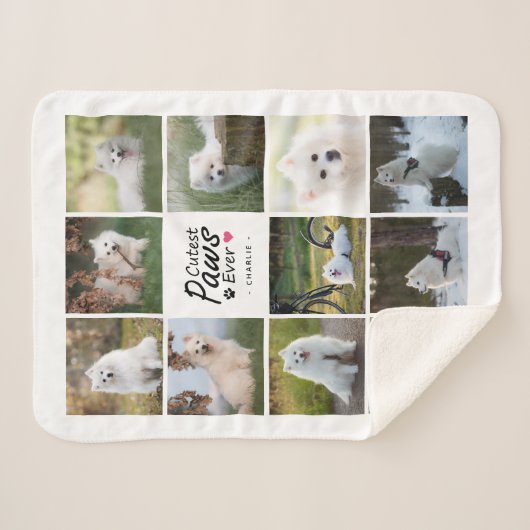 最モダンも可愛い足が犬よくはしゃぐの写真コラージュ シェルパブランケット (正面(横))