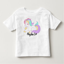 最下のユニコーン及び星のプリントの幼児のTシャツを波立たせて下さい トドラーTシャツ