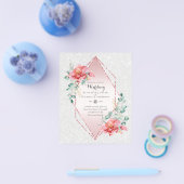 最低予算の赤いフローラ結婚式の招待 チラシ (シングル)