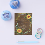 最低予算ひまわり素朴花結婚式の招待 チラシ (シングル)