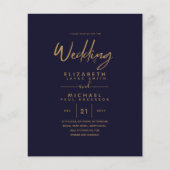 最低予算ネイビーブルーシンプル金ゴールド結婚ズ チラシ (正面)