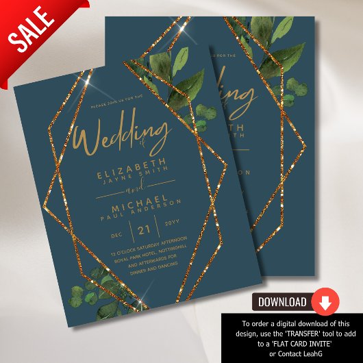 最低予算ピーコックティール(緑がかった色)フローラ結婚式の招待