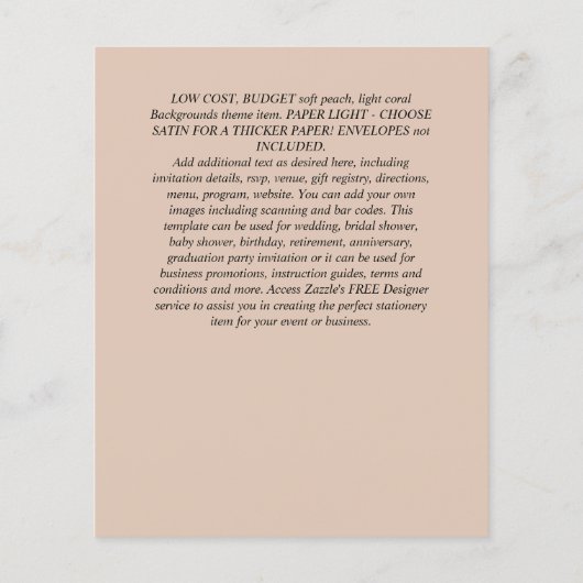 最低予算レッドフローラユーカリ結婚式の招待 チラシ (裏面)