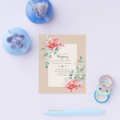 最低予算レッドフローラユーカリ結婚式の招待 チラシ (シングル)