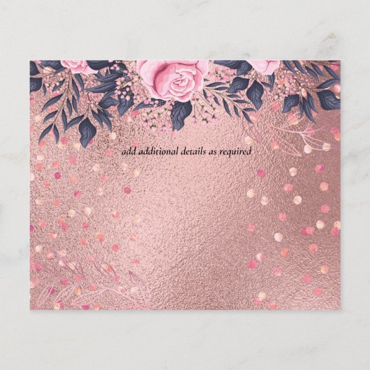 最低予算ロセゴールド結婚のピンクのネイビーメタリック チラシ