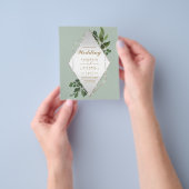 最低予算結婚式招待状グリーンフレームF チラシ (手)