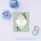 最低予算結婚式招待状グリーンフレームF チラシ (シングル)