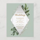 最低予算結婚式招待状グリーンフレームF チラシ (正面)