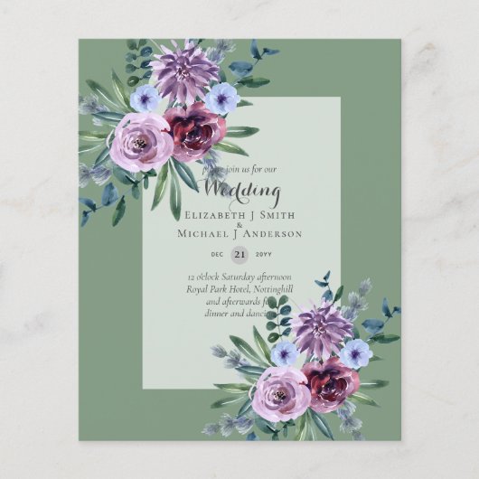 最低予算結婚式招待状プラムフローラ チラシ (正面)