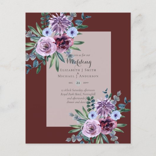 最低予算結婚式招待状プラムフローラ チラシ (正面)