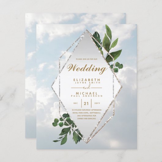 最低予算結婚式招待状緑化枠 (正面/裏面)