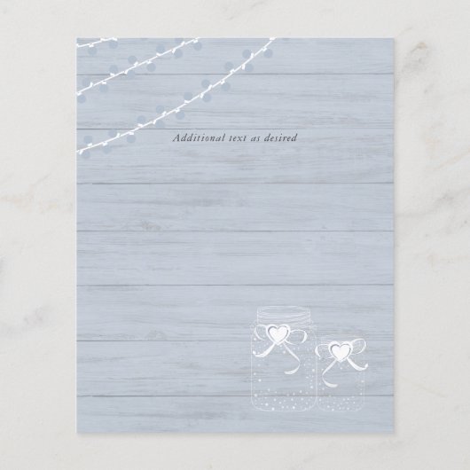 最低価格のダスティ素朴ブルー結婚メイソン チラシ (裏面)