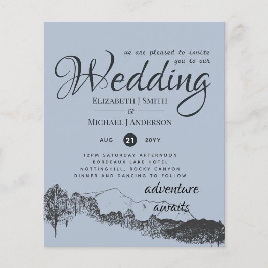 最低価格の埃っぽい青い山の予算 チラシ (正面)