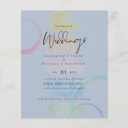 最低価格の抽象芸術ダスティブルー結婚ズ チラシ (正面)