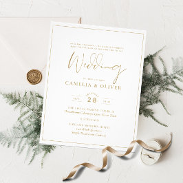 最低価格結婚式招待状クラシック白金ゴールド チラシ