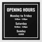 最低営業時間 窓用シール ウィンドウサイン (シート)