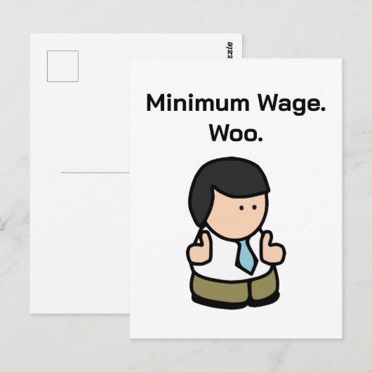 最低賃金おもしろい会社員漫画アート ポストカード (正面/裏面)